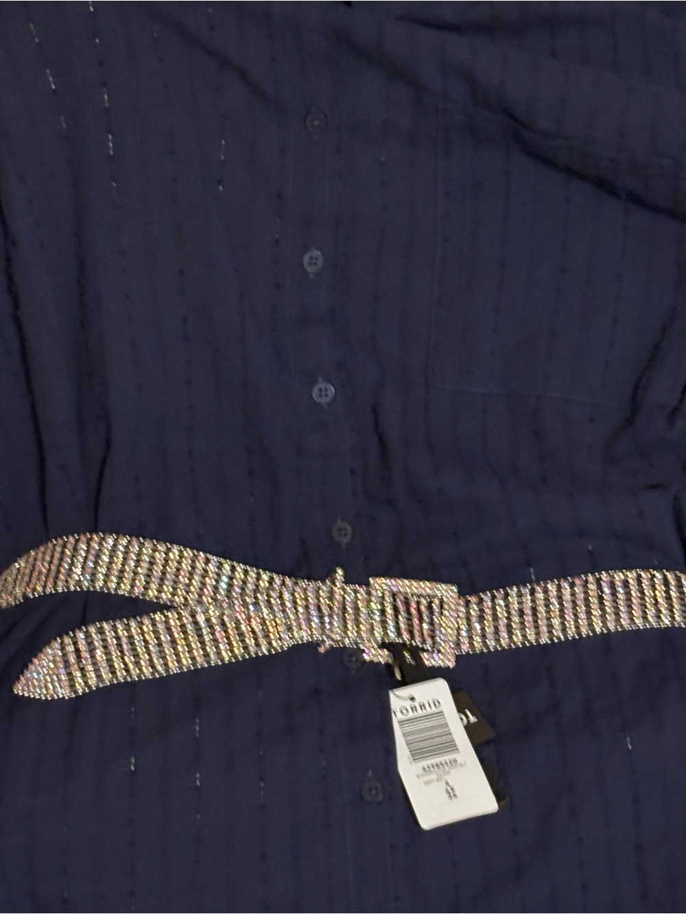 torrid Iridescent Multi-Row Rhinestone Belt - Pink/Gold/Silver - Picture 9 of 14